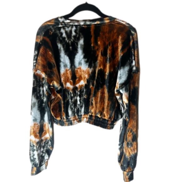 NWT Topshop Tie Dye Velour Crop Shirt Size 6 - Picture 9 of 12